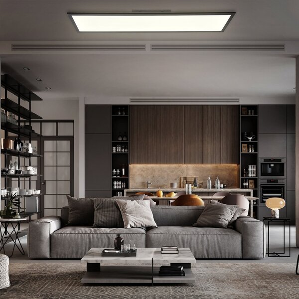 B.K. Licht LED πάνελ Odin Remote CCT, 100 x 25 cm, μαύρο, ρυθμιζόμενος, Μαύρο, Μελέτη / Γραφείο, Μέταλλο, σύγχρονο