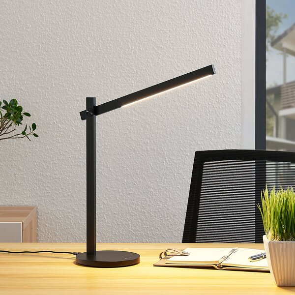 Lindby Φωτιστικό γραφείου LED Loretta, 43 cm, μαύρο, CCT, ρυθμιζόμενος, Μαύρο, Μελέτη / Γραφείο, Πλαστικό, σύγχρονο
