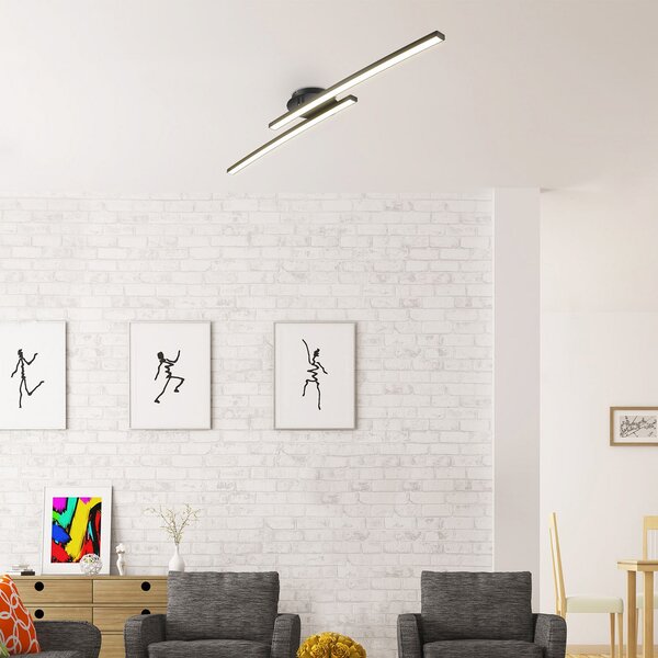 B.K. Licht Φωτιστικό οροφής LED Snore, 2 φώτα, μαύρο, μέταλλο, 3.000 K, Μαύρο, Σαλόνι / τραπεζαρία, Μέταλλο, σύγχρονο