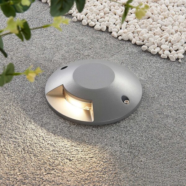 Lucande LED-Bodenstrahler Jeffrey, ασημί, 1 έξοδος φωτός, Γκρι, Μέταλλο, σύγχρονο