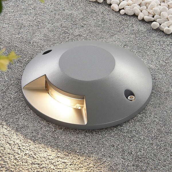 Lucande LED-Bodenstrahler Jeffrey, ασημί, 1 έξοδος φωτός, Γκρι, Μέταλλο, σύγχρονο