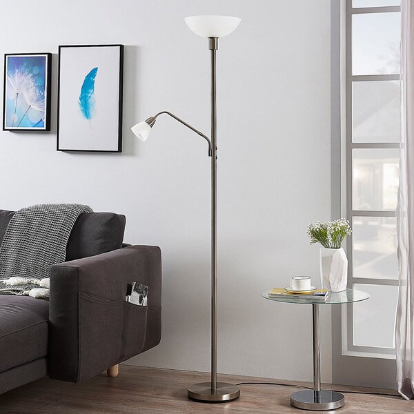 Lindby Προβολέας οροφής Jost, 180 cm, νικελίου, φως ανάγνωσης, Γκρι, Σαλόνι / τραπεζαρία, Μέταλλο, σύγχρονο