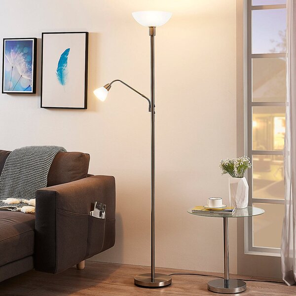 Lindby Προβολέας οροφής Jost, 180 cm, νικελίου, φως ανάγνωσης, Γκρι, Σαλόνι / τραπεζαρία, Μέταλλο, σύγχρονο