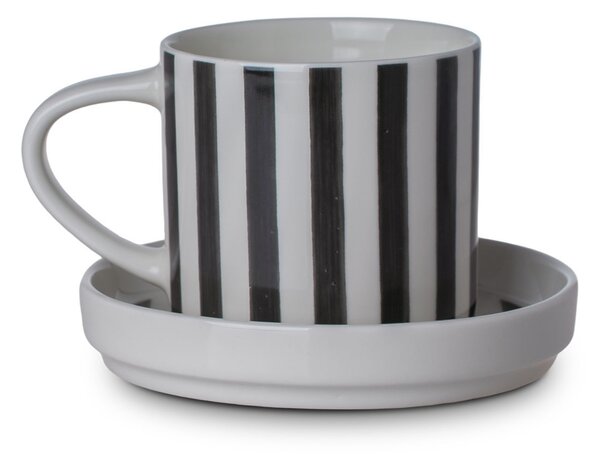 Φλυτζάνι Καφέ 300ml + Πιατάκι Estia Lines Μαύρο 07-35426