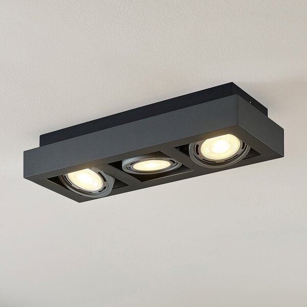 Arcchio Προβολέας οροφής Ronka, 50 cm, 3-φωτός, γκρι, GU10, ρυθμιζόμενος, Γκρι, Σαλόνι / τραπεζαρία, Μέταλλο, σύγχρονο