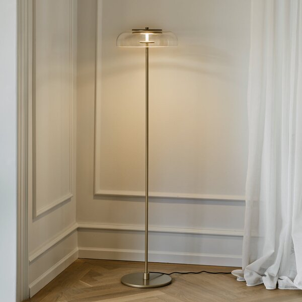 Nuura Aps LED-Stehleuchte Blossi, ύψος 120 cm, χρυσό/διαφανές, ρυθμιζόμενος, Χρυσό / Ορείχαλκου, Σαλόνι / τραπεζαρία, Μέταλλο, Σκανδιναβικό