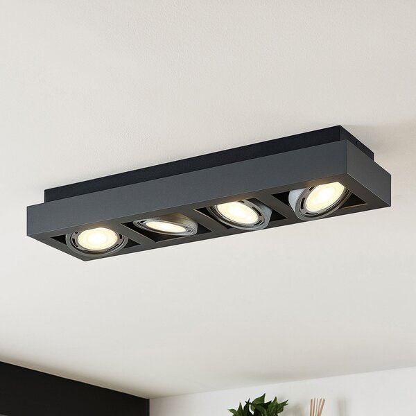 Arcchio Προβολέας οροφής Ronka, 65 cm, 4-φωτός, γκρι, GU10, ρυθμιζόμενος, Γκρι, Σαλόνι / τραπεζαρία, Μέταλλο, σύγχρονο