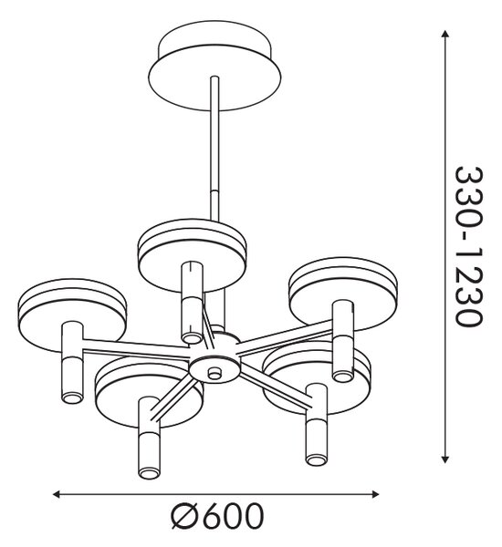 Φωτιστικό Οροφής Πολύφωτο LED 3 CCT Aca Asian CN5P52WBKCCT Sand Black