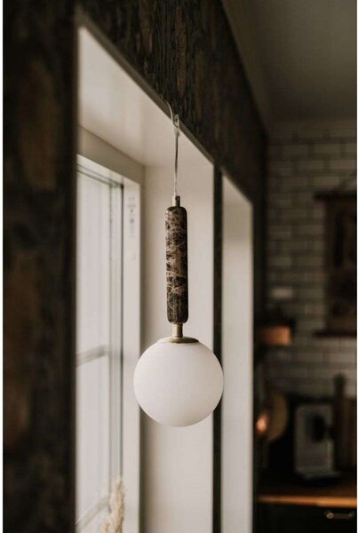 Globen Lighting Κρεμαστό φωτιστικό Torrano, καφέ, Ø 15 cm, ρυθμιζόμενος, Καφέ / Σκουριάς, Σαλόνι / τραπεζαρία, Γυαλί, σχεδιασμός, Σφαίρα
