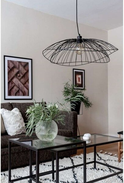 Globen Lighting Κρεμαστό φωτιστικό RAY, μαύρο, Ø 70 cm, ρυθμιζόμενος, Μαύρο, Σαλόνι / τραπεζαρία, Μέταλλο, σύγχρονο