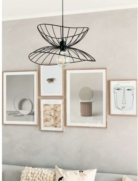 Globen Lighting Κρεμαστό φωτιστικό RAY, μαύρο, Ø 45 cm, ρυθμιζόμενος, Μαύρο, Σαλόνι / τραπεζαρία, Μέταλλο, σύγχρονο