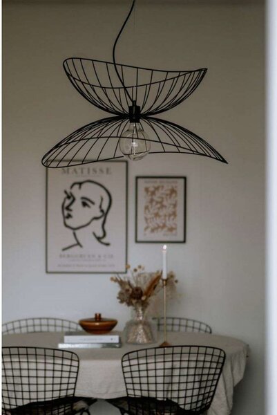 Globen Lighting Κρεμαστό φωτιστικό RAY, μαύρο, Ø 70 cm, ρυθμιζόμενος, Μαύρο, Σαλόνι / τραπεζαρία, Μέταλλο, σύγχρονο