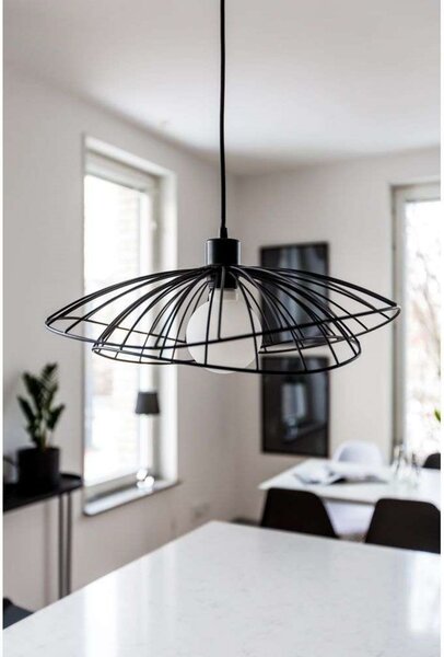 Globen Lighting Κρεμαστό φωτιστικό RAY, μαύρο, Ø 45 cm, ρυθμιζόμενος, Μαύρο, Σαλόνι / τραπεζαρία, Μέταλλο, σύγχρονο