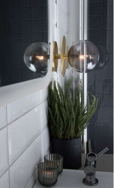 Globen Lighting Φωτιστικό τοίχου ART DECO, ορείχαλκος/γκρι Ø 16cm IP44, ρυθμιζόμενος, Γκρι, Σαλόνι / τραπεζαρία, Μέταλλο, σχεδιασμός, Σφαίρα