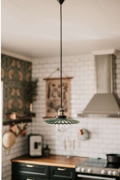 Globen Lighting Κρεμαστό φωτιστικό COBBLER, πράσινο, Ø 25 cm, ρυθμιζόμενος, Πράσινο, Σαλόνι / τραπεζαρία, Γυαλί, Vintage