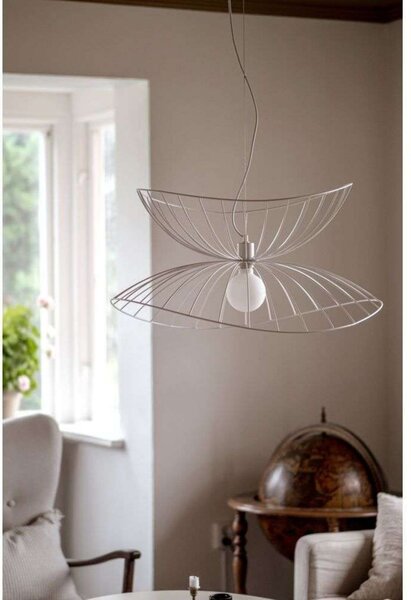Globen Lighting Κρεμαστό φωτιστικό RAY, λευκό, Ø 70 cm, ρυθμιζόμενος, Λευκό, Σαλόνι / τραπεζαρία, Μέταλλο, σύγχρονο