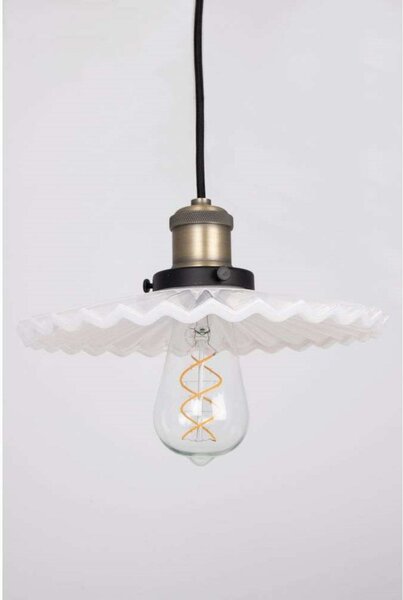 Globen Lighting Κρεμαστό φωτιστικό COBBLER, λευκό, Ø 25 cm, ρυθμιζόμενος, Λευκό, Σαλόνι / τραπεζαρία, Γυαλί, Vintage