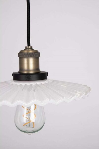 Globen Lighting Κρεμαστό φωτιστικό COBBLER, λευκό, Ø 25 cm, ρυθμιζόμενος, Λευκό, Σαλόνι / τραπεζαρία, Γυαλί, Vintage