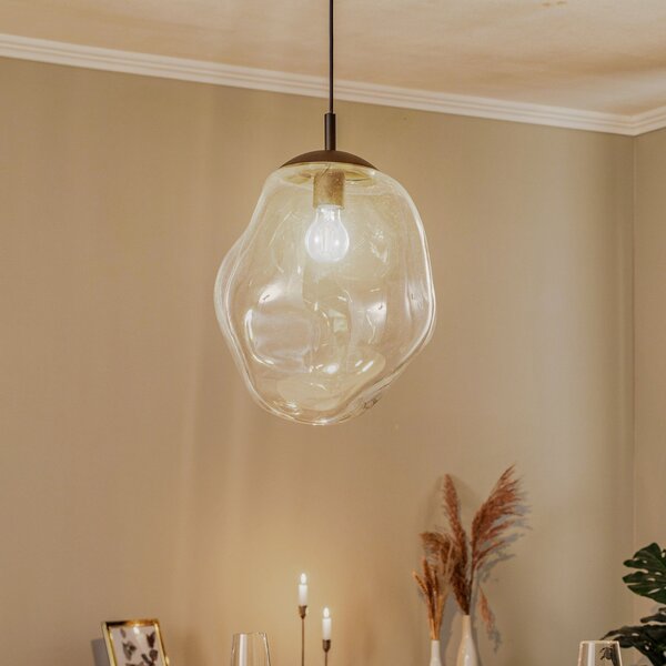 TK Lighting Sol γυάλινο κρεμαστό φωτιστικό, Ø 35cm, μαύρο/καθαρό, ρυθμιζόμενος, Μαύρο, Σαλόνι / τραπεζαρία, Γυαλί, σύγχρονο