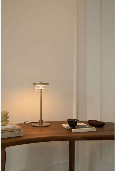 Nuura Aps LED επιτραπέζια λάμπα Blossi, ύψος 31 cm, χρυσό/διαφανές, ρυθμιζόμενος, Χρυσό / Ορείχαλκου, Σαλόνι / τραπεζαρία, Μέταλλο, Σκανδιναβικό