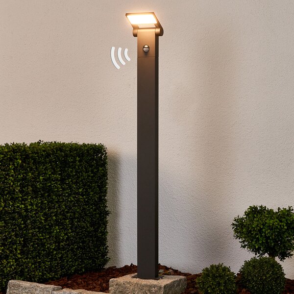 Lucande LED φωτιστικό κολωνάκι Marius με αισθητήρα, 100 cm, Μαύρο, Μέταλλο, σύγχρονο