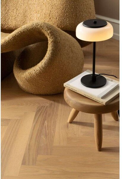 Nuura Aps LED επιτραπέζια λάμπα Blossi, ύψος 31 cm, μαύρο/οπαλίνα, ρυθμιζόμενος, Μαύρο, Σαλόνι / τραπεζαρία, Μέταλλο, Σκανδιναβικό