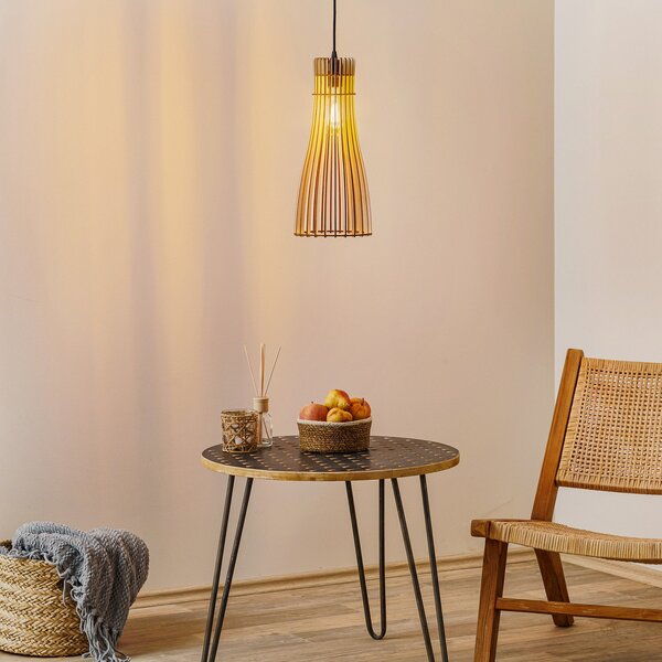TEMAR LIGHTING Κρεμαστό φωτιστικό Bottle, μονής λάμπας, ρυθμιζόμενος, Ξύλου, Σαλόνι / τραπεζαρία, Ξύλο, Εξοχική κατοικία / Ρουστίκ