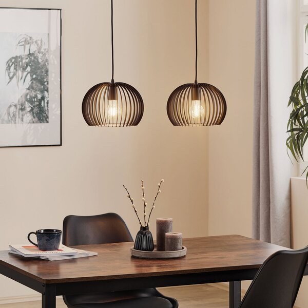 TEMAR LIGHTING Κρεμαστή λάμπα Larus από μαύρο ατσάλι, με δύο λάμπες, ρυθμιζόμενος, Μαύρο, Σαλόνι / τραπεζαρία, Μέταλλο, σύγχρονο