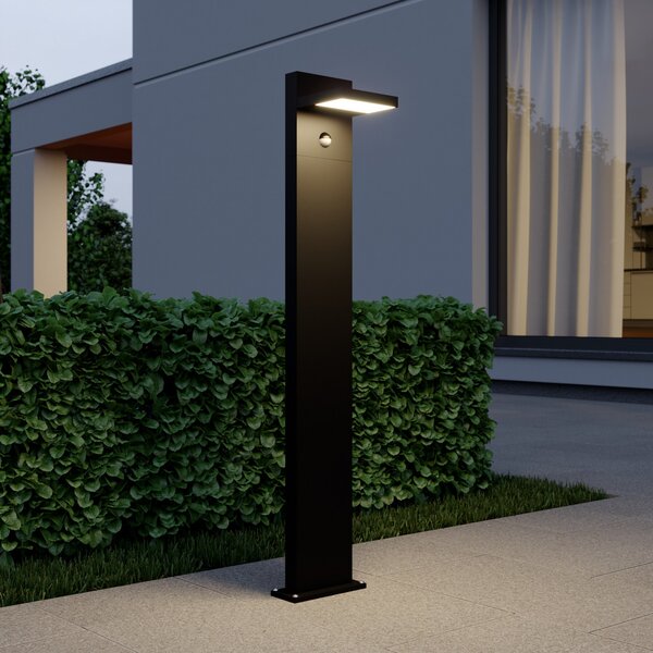 Lucande Φωτιστικό διαδρόμου LED Silvan, ανθρακί, 100 cm, με αισθητήρα, Μαύρο, Αλουμίνιο, σύγχρονο