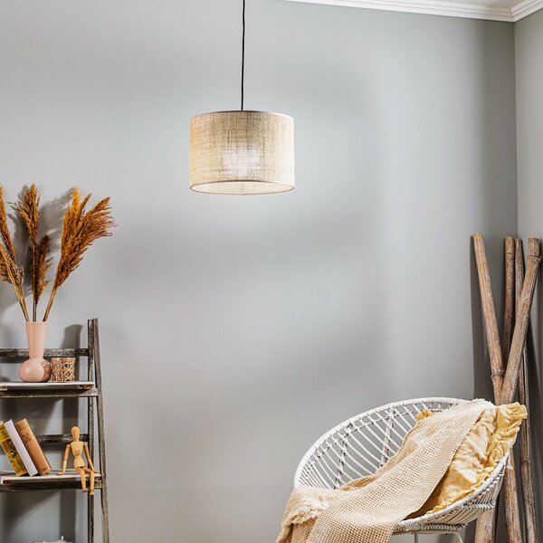 TK Lighting Κρεμαστό φωτιστικό Juta, μονόφωτο Ø 30 cm, ρυθμιζόμενος, Καφέ / Σκουριάς, Σαλόνι / τραπεζαρία, Ύφασμα / Κλωστοϋφαντουργία