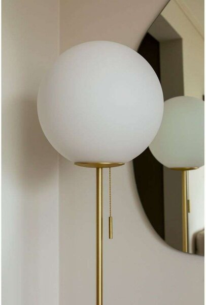 Globen Lighting Φωτιστικό δαπέδου Torrano Ύψος 145 cm Τραβερτίνη, Μπεζ, Σαλόνι / τραπεζαρία, Γυαλί, σχεδιασμός, Σφαίρα