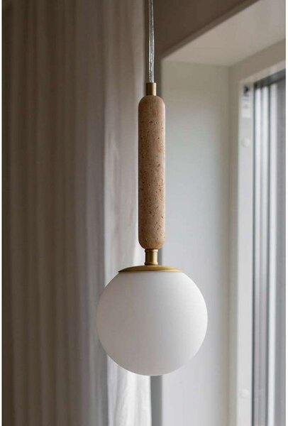 Globen Lighting Κρεμαστό φωτιστικό Torrano Ø 15 cm Τραβερτίνη, ρυθμιζόμενος, Μπεζ, Σαλόνι / τραπεζαρία, Γυαλί, σχεδιασμός, Σφαίρα