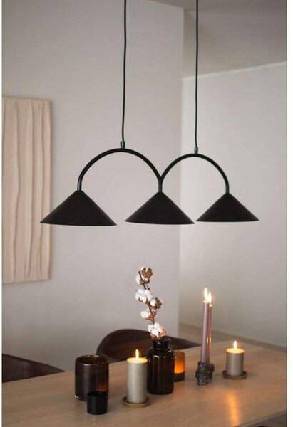 Globen Lighting Κρεμαστή λάμπα CURVE 3, μαύρη, 3 φτερά, 95 cm, ρυθμιζόμενος, Μαύρο, Σαλόνι / τραπεζαρία, Μέταλλο, Vintage