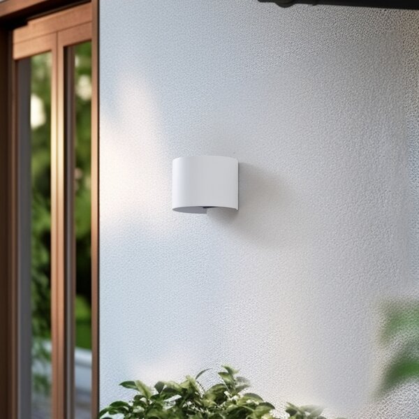 Lindby Smart LED εξωτερικό φωτιστικό τοίχου Dara λευκό στρογγυλό CCT RGB, ρυθμιζόμενος, Λευκό, Αλουμίνιο, σύγχρονο