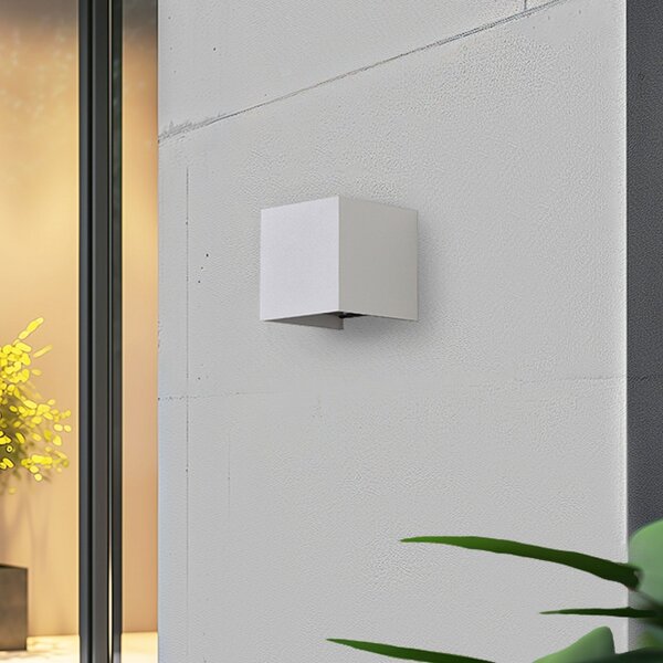 Lindby Smart LED φωτιστικό τοίχου εξωτερικού χώρου Dara, 10 cm, λευκό, CCT Tuya, ρυθμιζόμενος, Λευκό, Αλουμίνιο, σύγχρονο