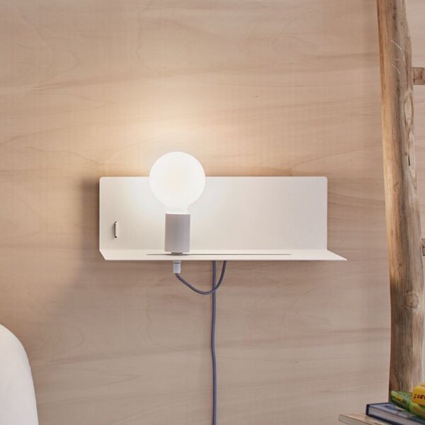 Paulmann Φωτιστικό τοίχου Devara, λευκό, 40 cm E27 Θύρα USB, ρυθμιζόμενος, Λευκό, υπνοδωμάτιο, Μέταλλο, σύγχρονο