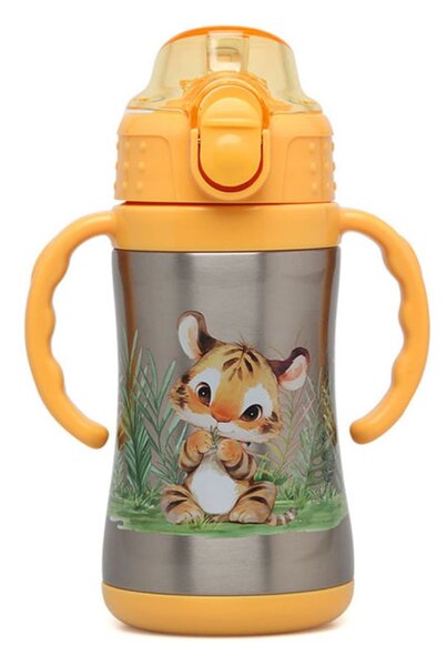 Παγούρι - Θερμός 280ml Με Καλαμάκι Kiokids Λιονταράκι 6328