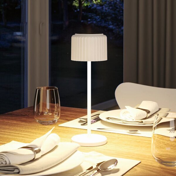 Paulmann LED ηλιακή επιτραπέζια λάμπα Else, λευκή, IP44, ρυθμιζόμενη ένταση, ρυθμιζόμενος, Λευκό, Σαλόνι / τραπεζαρία, Αλουμίνιο, σύγχρονο, Ηλιακά φώτα