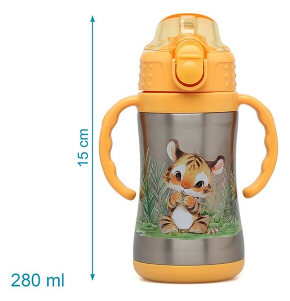 Παγούρι - Θερμός 280ml Με Καλαμάκι Kiokids Λιονταράκι 6328