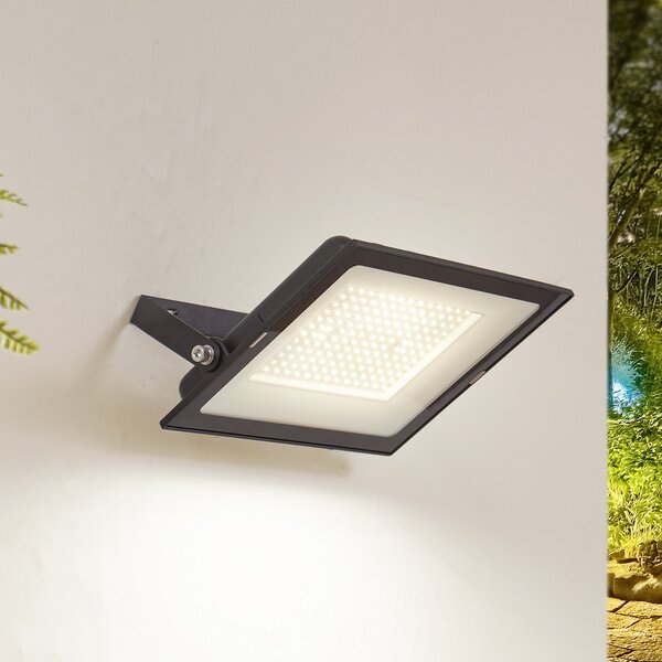 PRIOS Prios LED προβολέας εξωτερικού χώρου Maikel, 150W, 12000lm, μεταλλικό, Μαύρο, Αλουμίνιο, σύγχρονο, Γωνιακός τοίχος