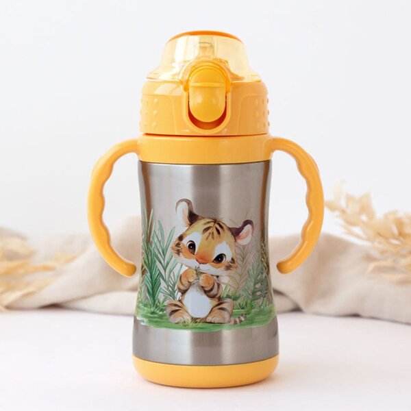 Παγούρι - Θερμός 280ml Με Καλαμάκι Kiokids Λιονταράκι 6328