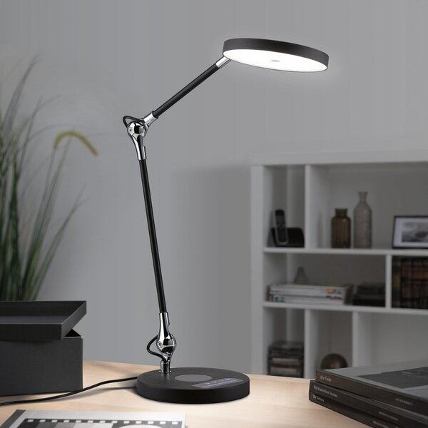 Paulmann LED-Schreibtischleuchte Numis, μαύρο, dim, CCT, ρυθμιζόμενος, Μαύρο, Μελέτη / Γραφείο, Αλουμίνιο, σύγχρονο