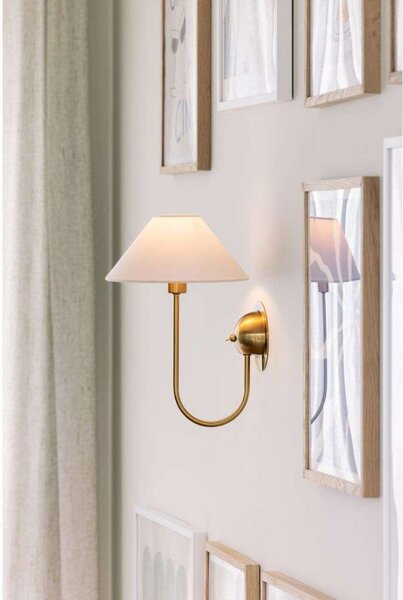 Globen Lighting Φωτιστικό τοίχου IRIS, κρεμ, ύψος 32 cm, Μπεζ, Σαλόνι / τραπεζαρία, Ύφασμα / Κλωστοϋφαντουργία, Vintage, Πρίζα τοίχου