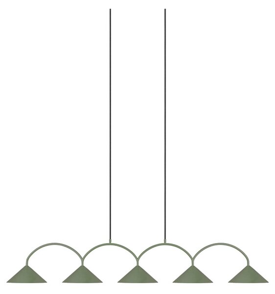 Globen Lighting Κρεμαστή λάμπα CURVE 5, πράσινη, 5 φτερά, 165 cm, ρυθμιζόμενος, Πράσινο, Σαλόνι / τραπεζαρία, Μέταλλο, Vintage