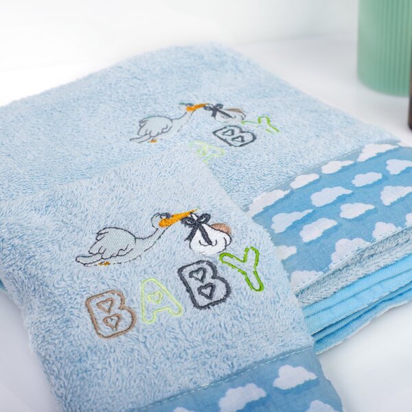 Παιδικές Πετσέτες (Σετ 2τμχ) Dimcol Stork 191 Sky Blue
