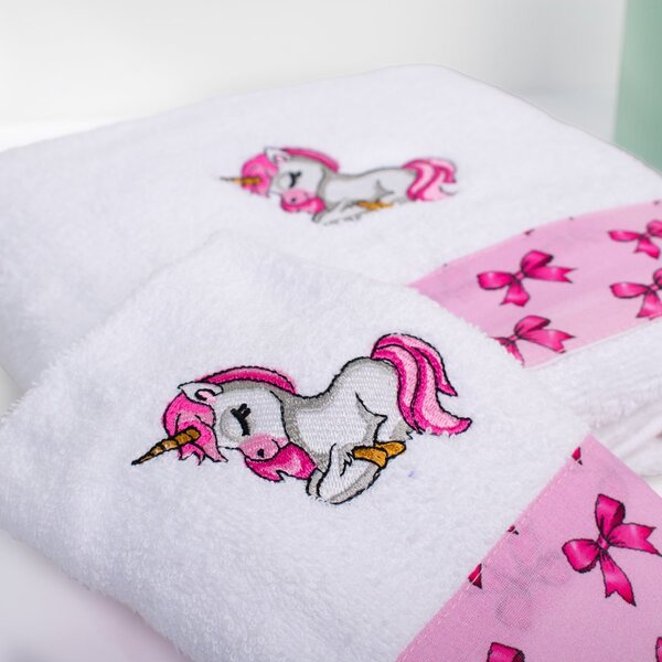 Παιδικές Πετσέτες (Σετ 2τμχ) Dimcol Unicorn 188 White-Pink