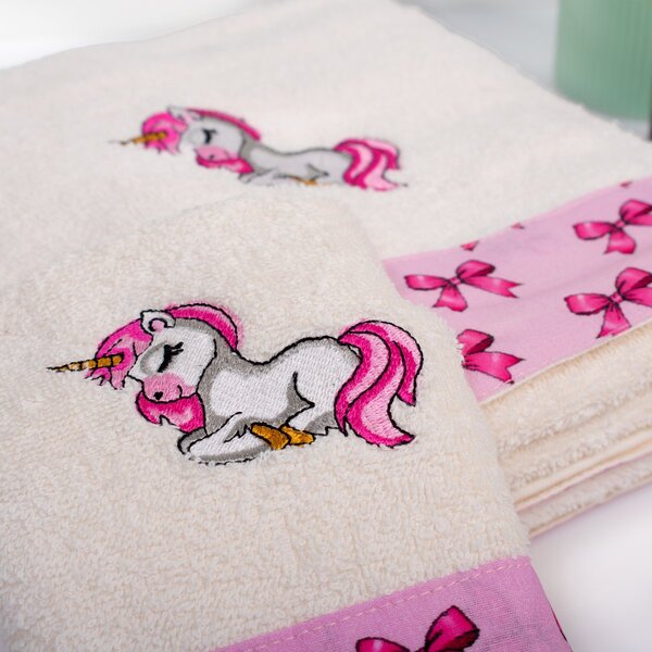 Παιδικές Πετσέτες (Σετ 2τμχ) Dimcol Unicorn 189 Ecru-Pink