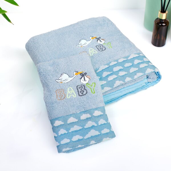 Παιδικές Πετσέτες (Σετ 2τμχ) Dimcol Stork 191 Sky Blue