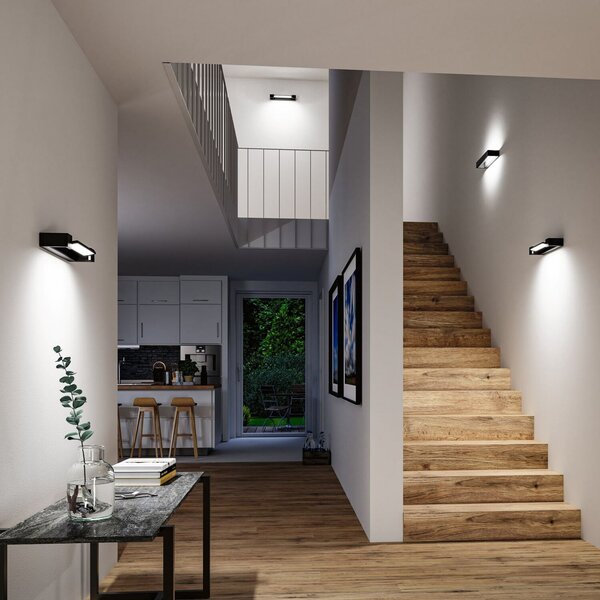 Paulmann LED απλίκι τοίχου Lucille, μαύρο, 40 cm IP44 dim, ρυθμιζόμενος, Μαύρο, Μπάνιο, Μέταλλο, σύγχρονο