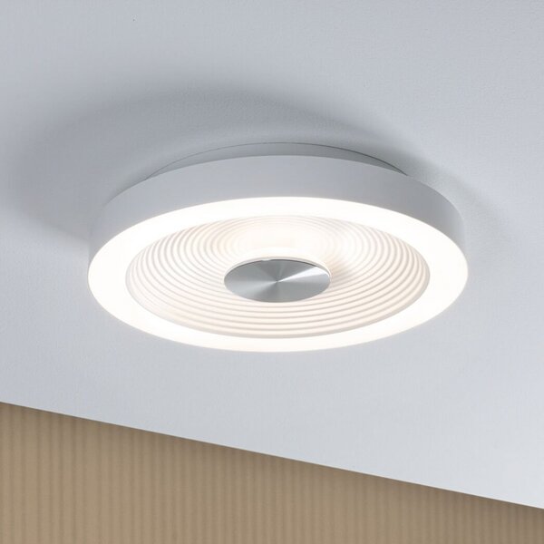 Paulmann LED οροφής Volea, λευκό/ασημί Ø 32 cm IP44 dim, ρυθμιζόμενος, Λευκό, Μπάνιο, Πλαστικό, σύγχρονο